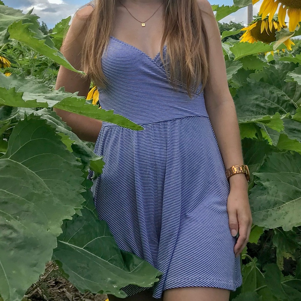 Garage Navy Stripe Romper XS